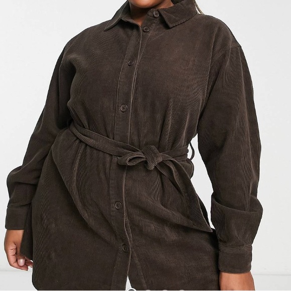 Chocolate Cord belt Shirt Dress - Picture 2 of 3